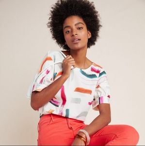 NWT AIMEE CLARKE BRUSHSTROKE POPLIN BLOUSE